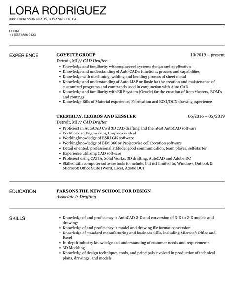 Professional Autocad Drafter Resume Examples .